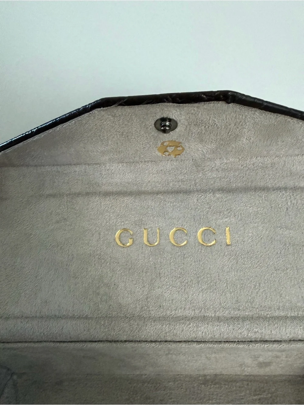 Authentic GUCCI Dark Brown Embossed GG Logo Sunglasses Case Foldable